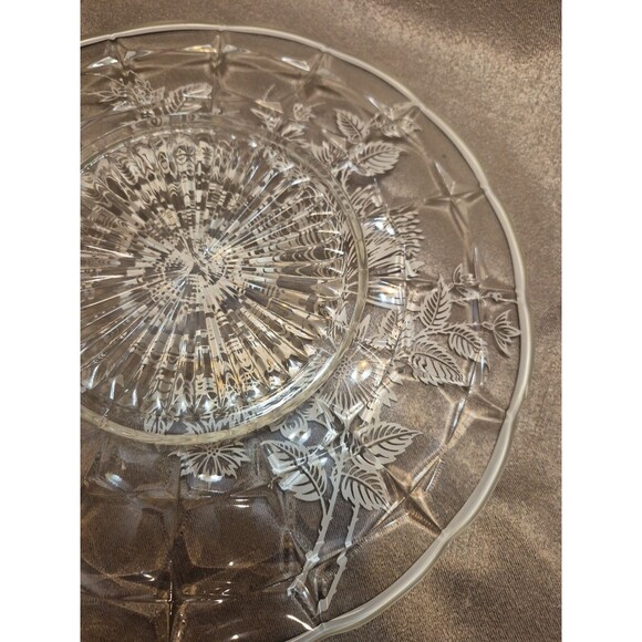 Vintage Silver City Glass Silver Overlay Rased 11" Round Platter - Picture 10 of 11